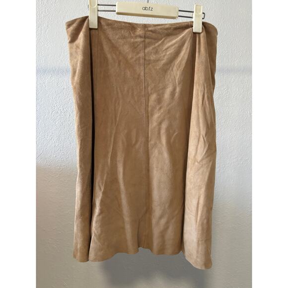 Eileen Fisher Genuine Suede Midi Skirt Size M A-Line Brown - Picture 1 of 6